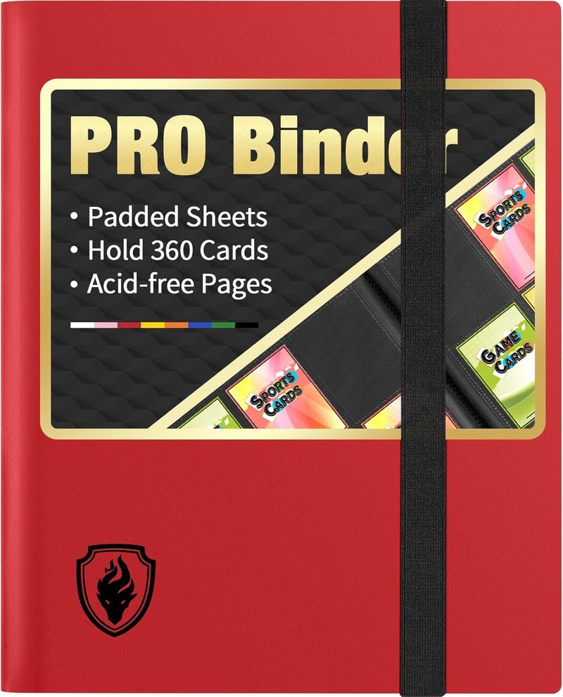 Fabmaker Heavy Duty Card Binder, 9 Pocket Trading Card Binder Holds 360 Cards, Sleek Side-Loading Card Album, Sturdy Card Collection Folder for Game Cards, Sport Cards, Red - Image 1